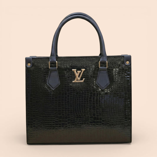 Glossy Crocodile Pattern Handbag