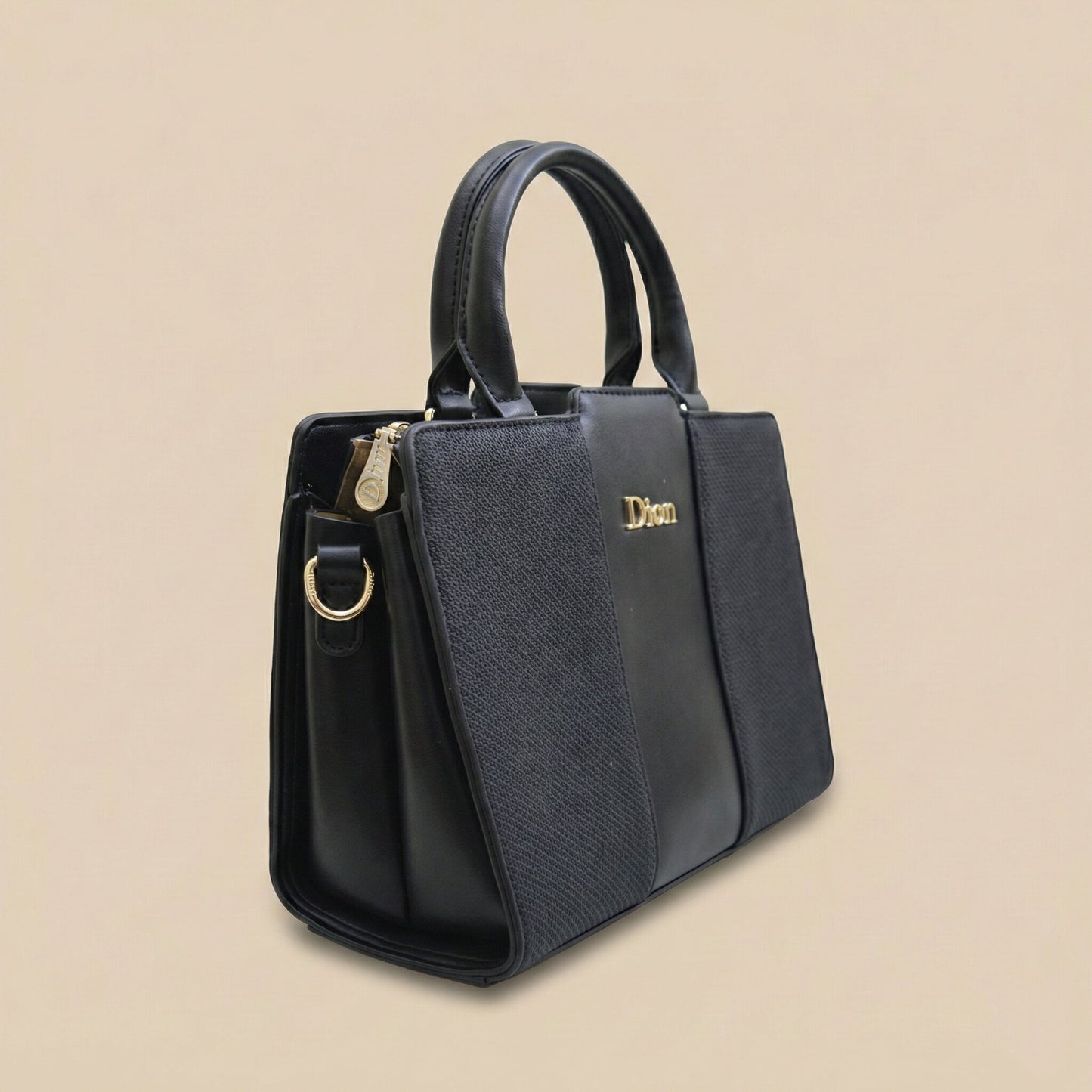 Elegant Structured Satchel with Mini Charm