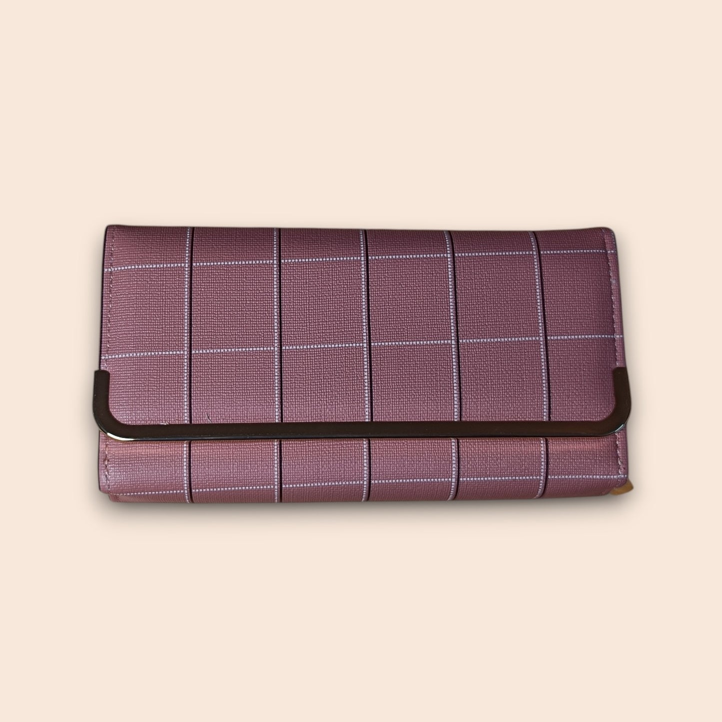 Check Frame Clutch Wallet