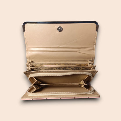 Pink Crocodile-Embossed Clutch Wallet