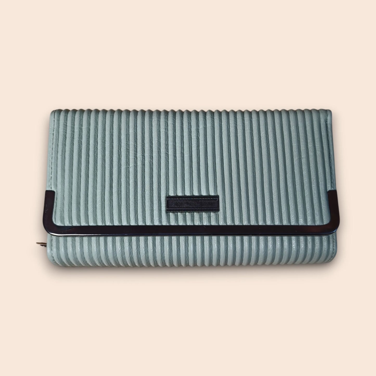 Ribbed Pleated Frame Clutch Wallet