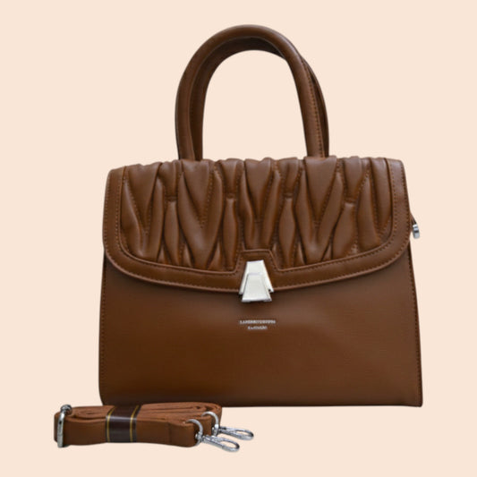 Premium Pleated Flap Handbag with Metallic Clasp