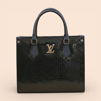 Glossy Crocodile Pattern Handbag
