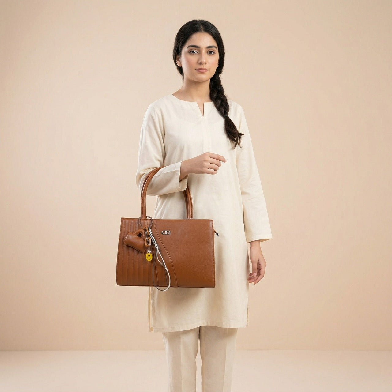 Top-Handle Handbag with Charms