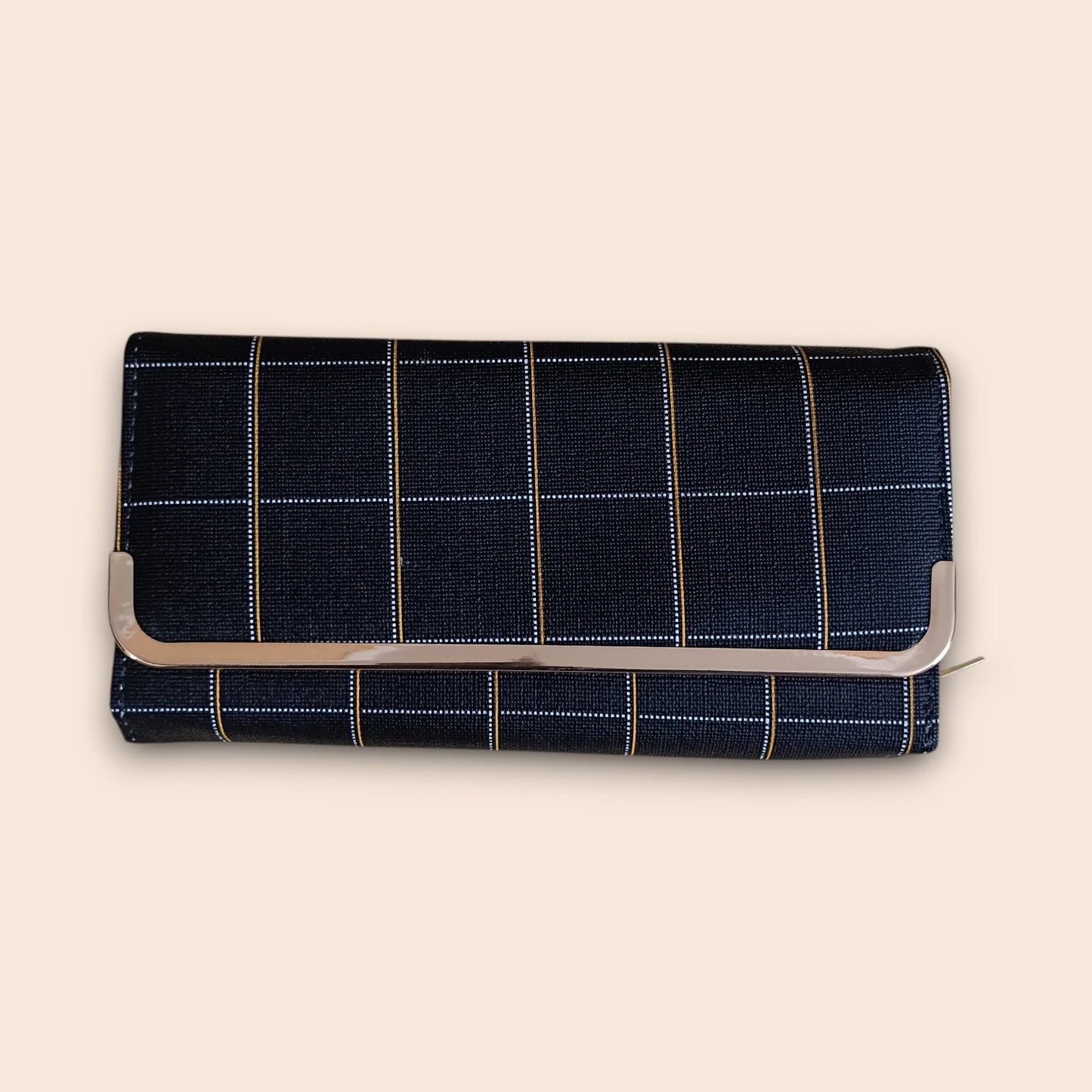 Check Frame Clutch Wallet