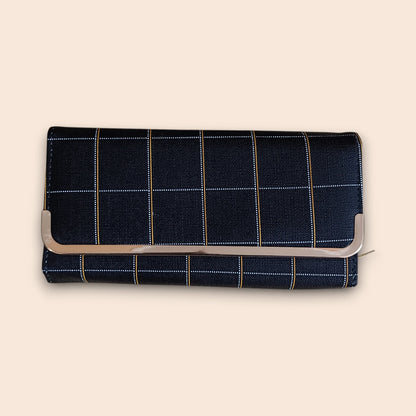 Check Frame Clutch Wallet