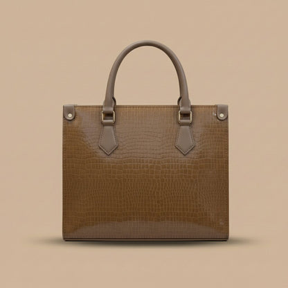 Glossy Crocodile Pattern Handbag