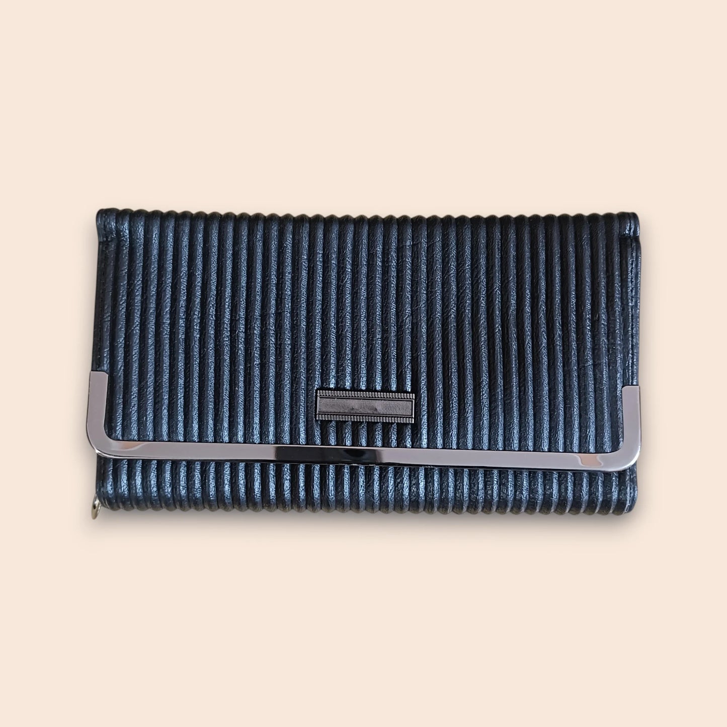 Ribbed Pleated Frame Clutch Wallet