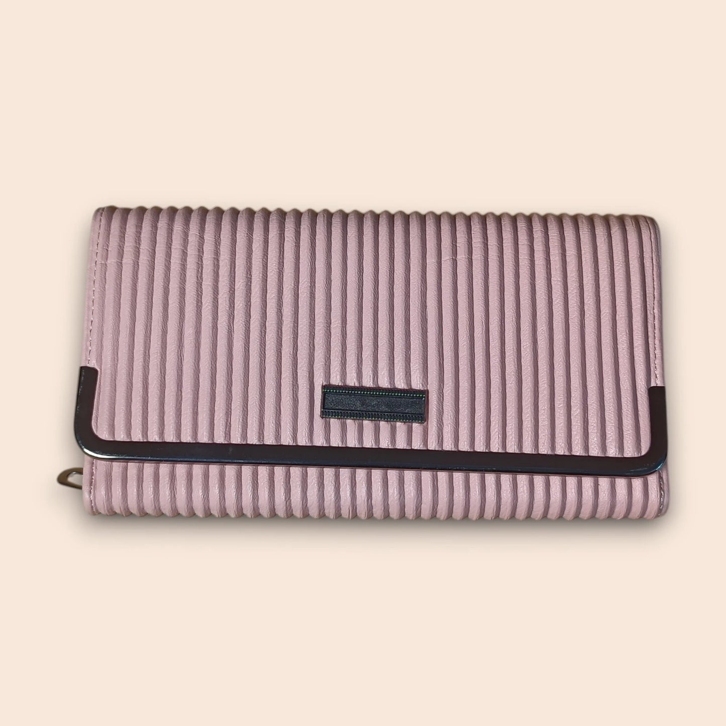 Ribbed Pleated Frame Clutch Wallet