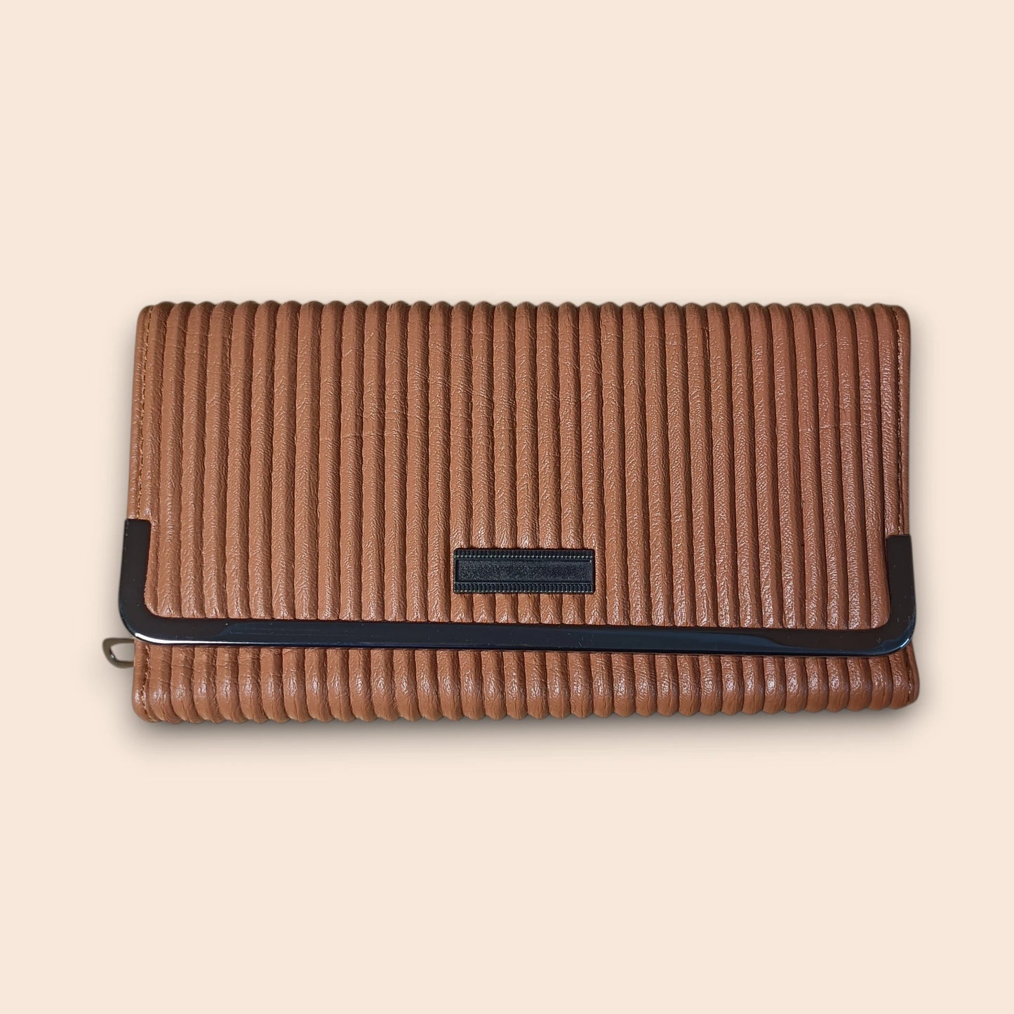 Ribbed Pleated Frame Clutch Wallet