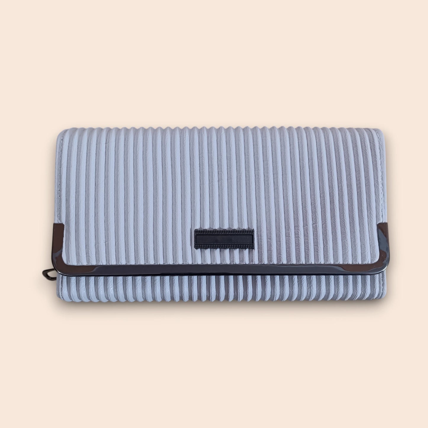 Ribbed Pleated Frame Clutch Wallet