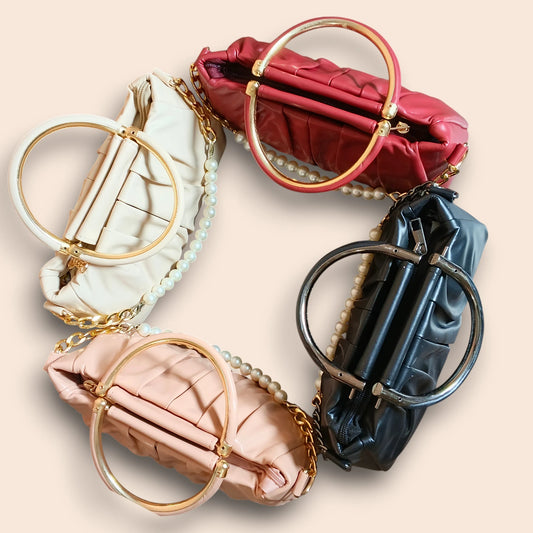 Pleated Top-Handle Bag