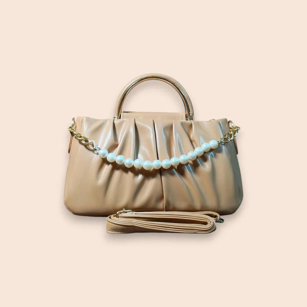 Pleated Top-Handle Bag