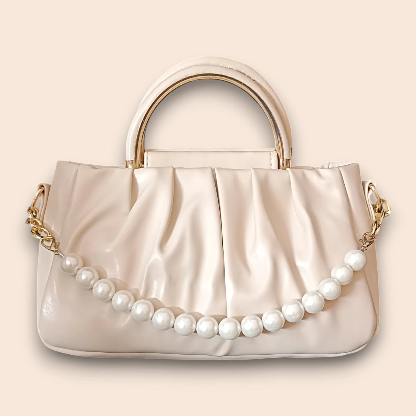 Pleated Top-Handle Bag