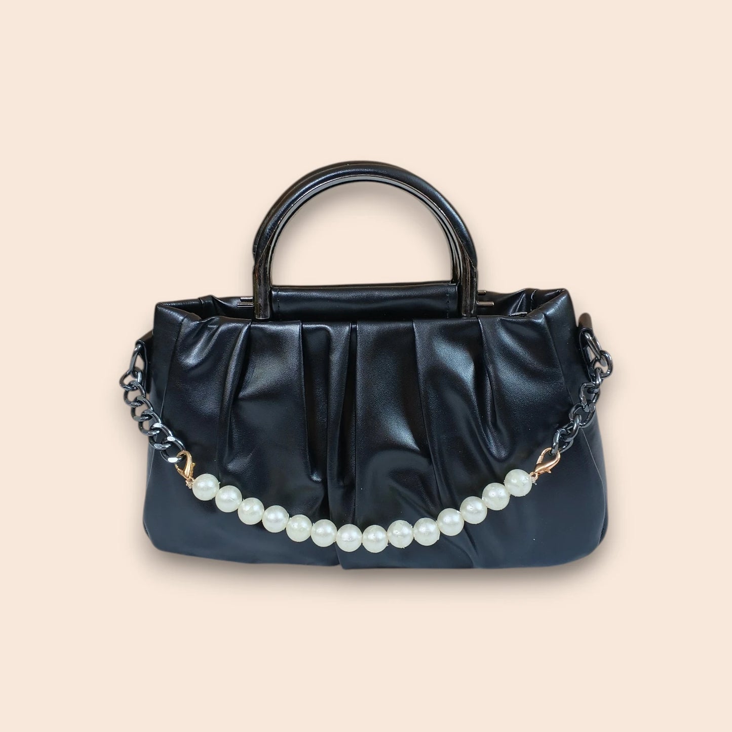 Pleated Top-Handle Bag