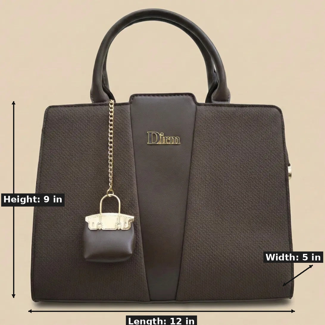 Elegant Structured Satchel with Mini Charm