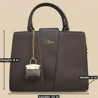 Elegant Structured Satchel with Mini Charm