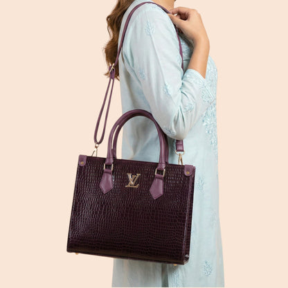 Glossy Crocodile Pattern Handbag