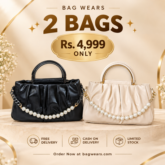 Bundle of 2 Pleated Top-Handle Bags (Mix Colors)