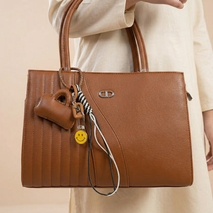 Top-Handle Handbag with Charms brown 