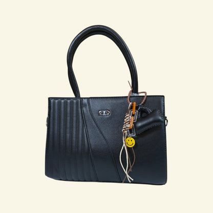 Top-Handle Handbag with Charms black