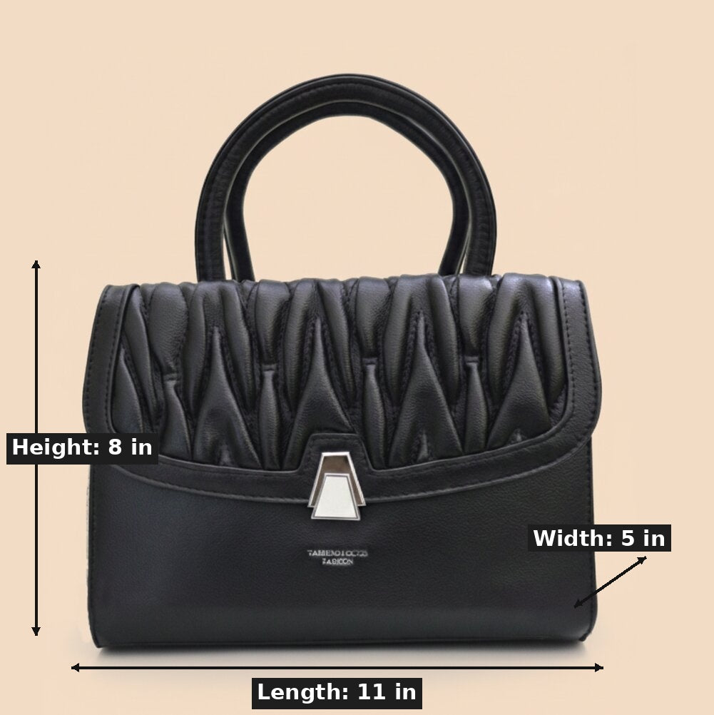 Premium Pleated Flap Handbag with Metallic Clasp