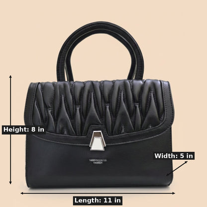 Premium Pleated Flap Handbag with Metallic Clasp